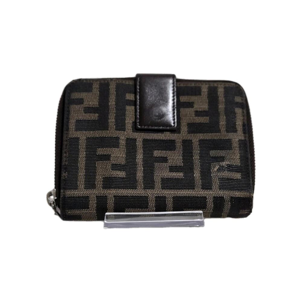 Fendi Zucca Bifold Wallet Brown Leather and Canvas